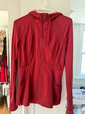 Red Hooded lululemon Zip-Up Jacket